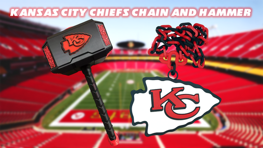 Kansas City Chiefs Logo Hype Chain & Thor's Hammer 3D Printed