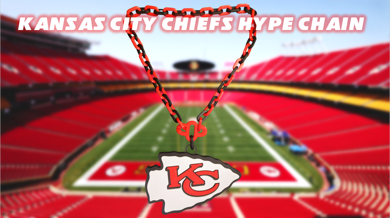 Kansas City Chiefs Logo Hype Chain & Thor's Hammer 3D Printed