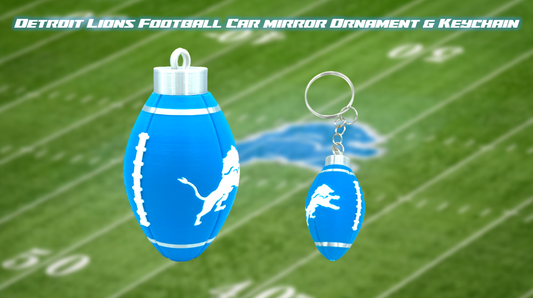 Detroit Lions Football Rearview Mirror Car Ornament & Keychain 3D Printed