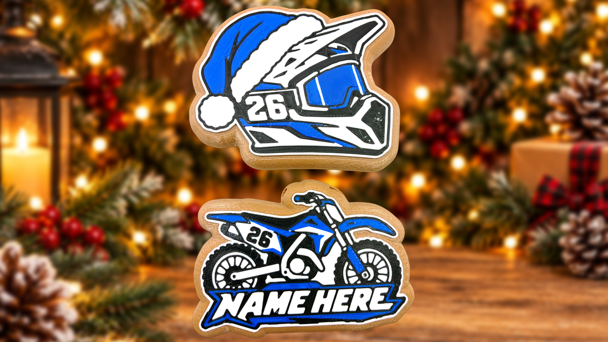 Personalized Motocross Christmas Ornaments 2 Pack Custom Name Number Dirt Bike