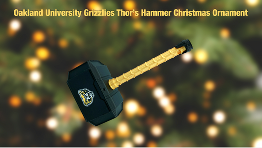 Oakland University Grizzlies Thor's Hammer Christmas Ornament 3D Printed