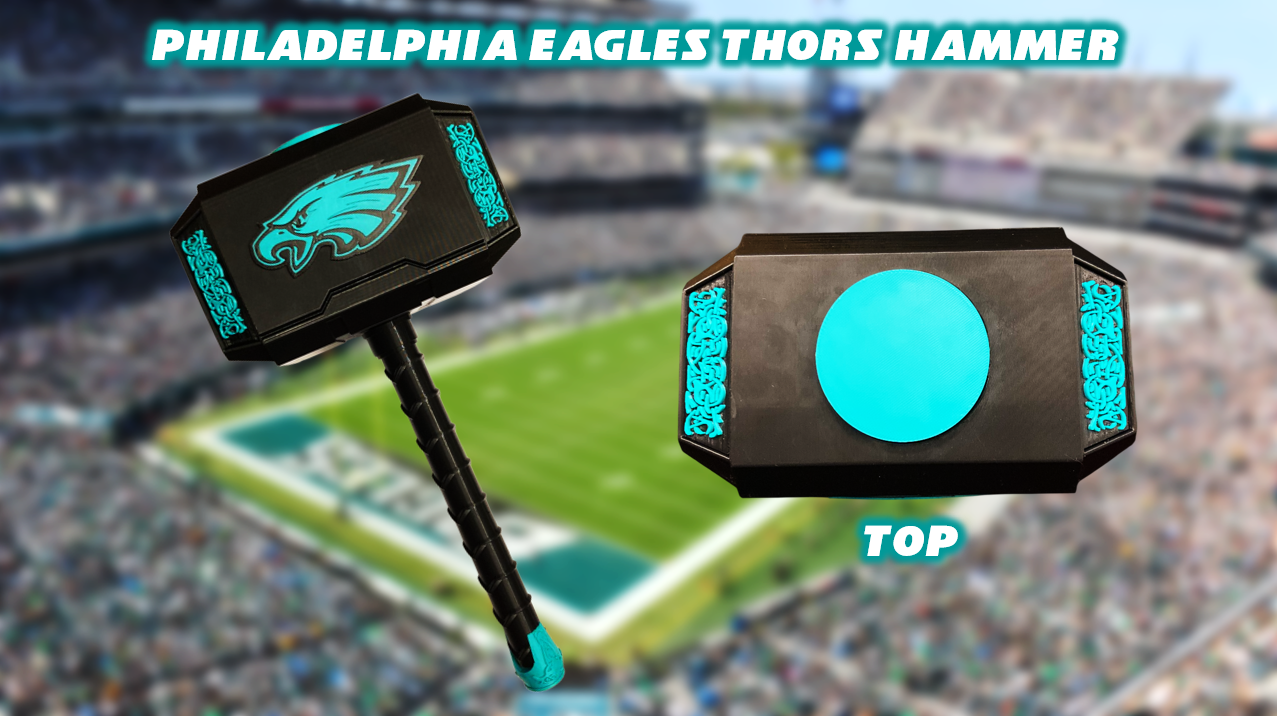 Philadelphia Eagles Logo Hype Chain & Thor's Hammer Bundle 3D Printed
