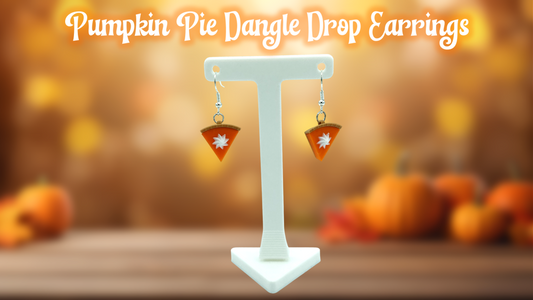 Pumpkin Pie Drop Earrings 3D Printed Thanksgiving Holiday Jewelry