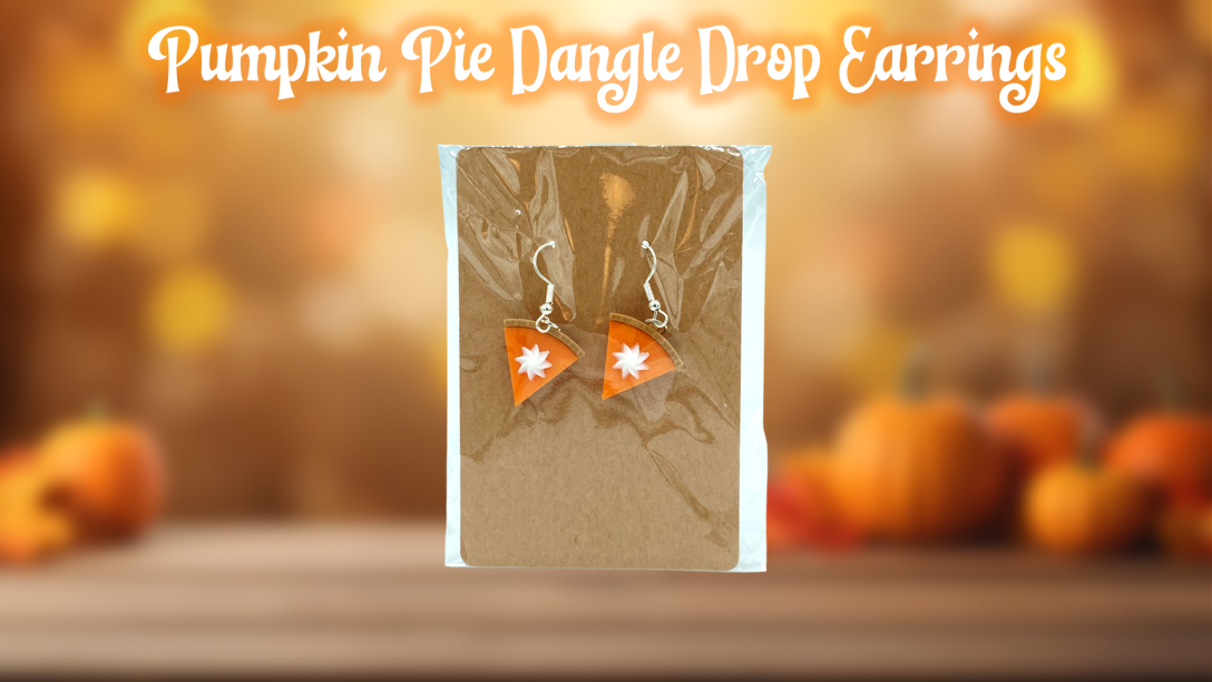 Pumpkin Pie Drop Earrings 3D Printed Thanksgiving Holiday Jewelry