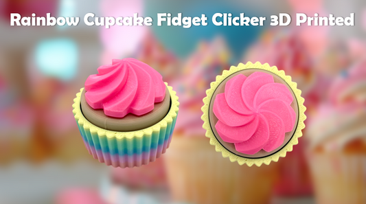 Rainbow Cupcake Fidget Clicker 3D Printed