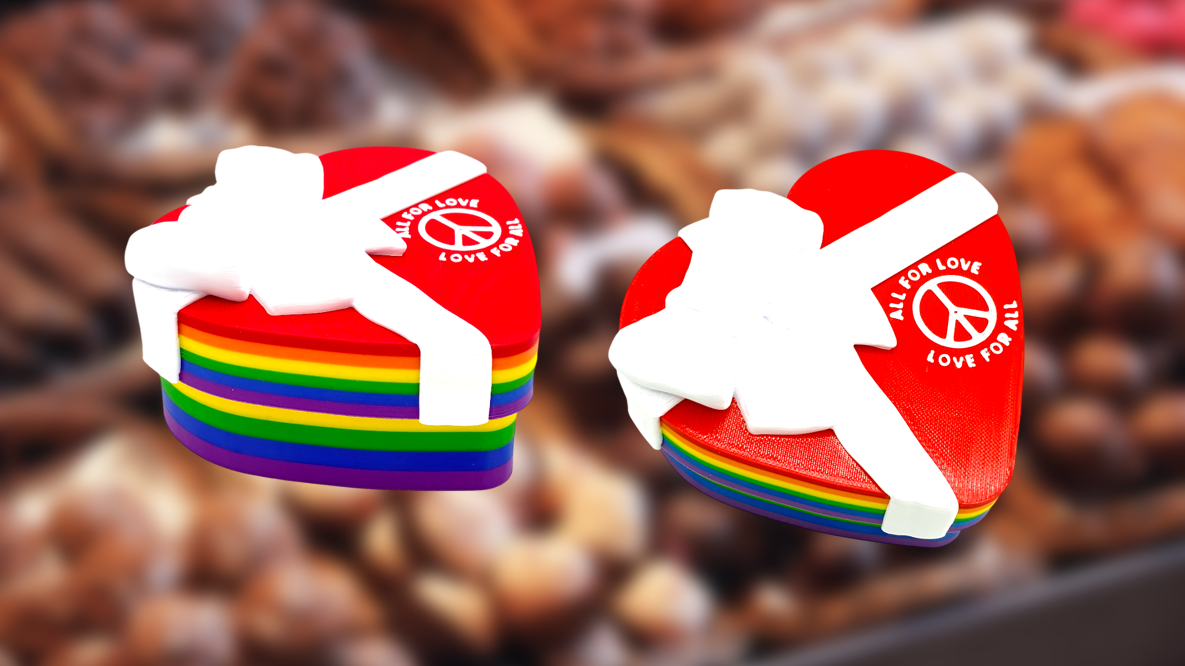 Rainbow Pride Heart-Shaped Chocolate Box Fidget Clicker