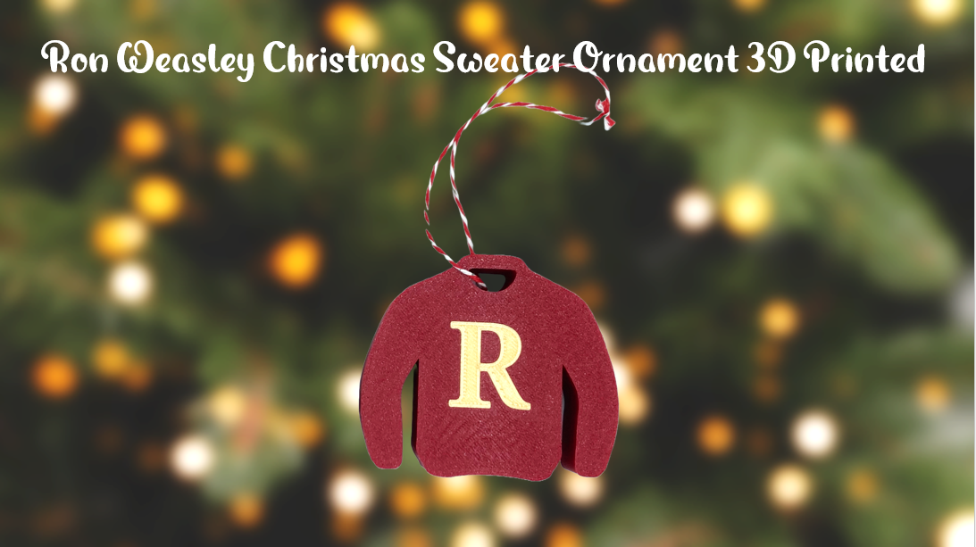 Ron Weasley "R" Christmas Sweater Christmas Ornament 3D Printed