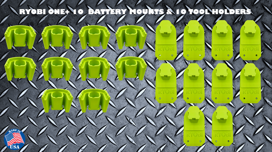 RYOBI ONE+ 10 Battery Mounts & 10 Tool Holders