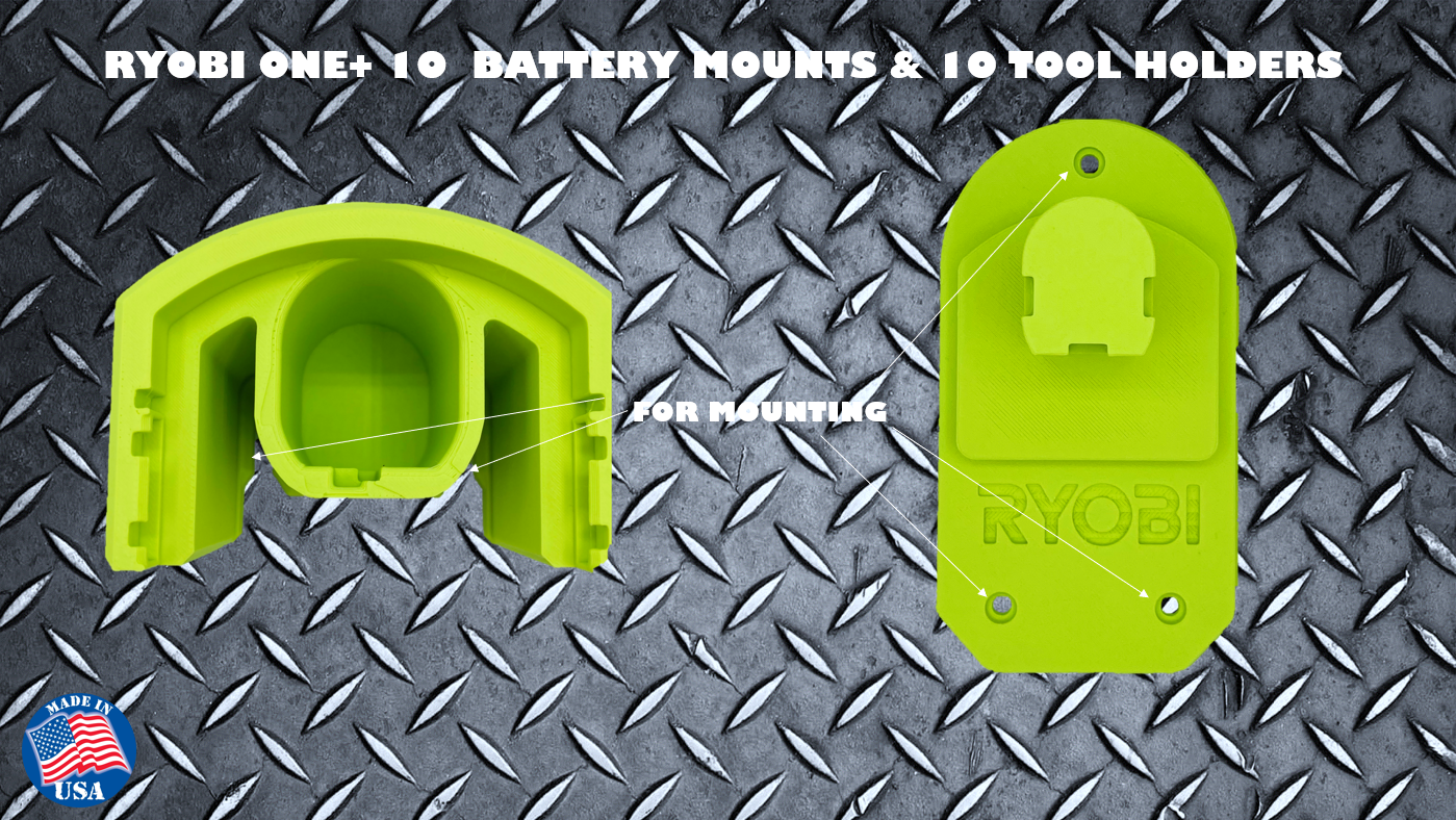 RYOBI ONE+ 10 Battery Mounts & 10 Tool Holders