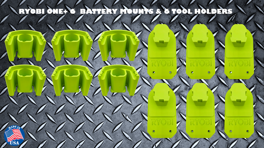 RYOBI ONE+ 6pk Battery Mounts & 6pk Tool Holders
