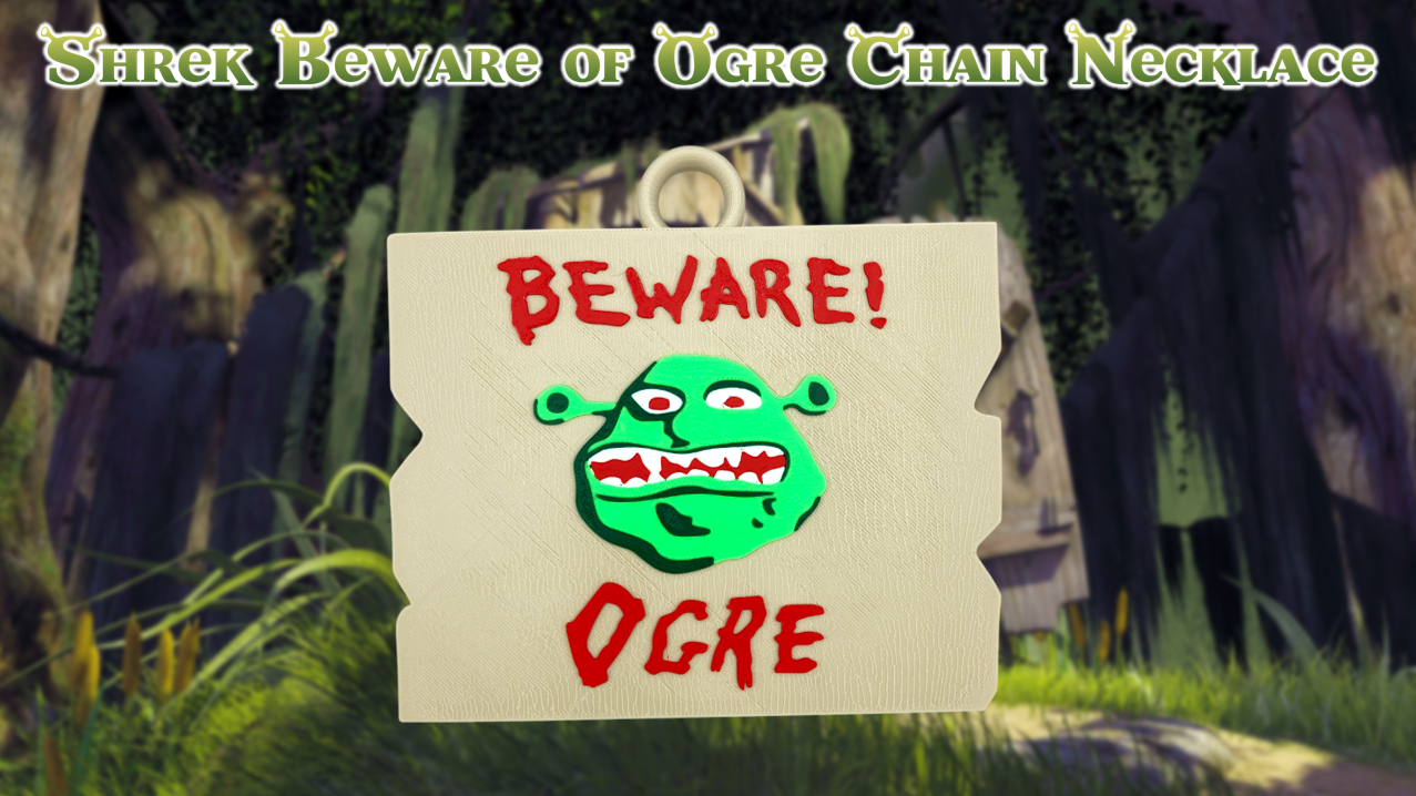 Shrek Beware of Ogre Sign Shrek Rave Hype Chain 3D Printed
