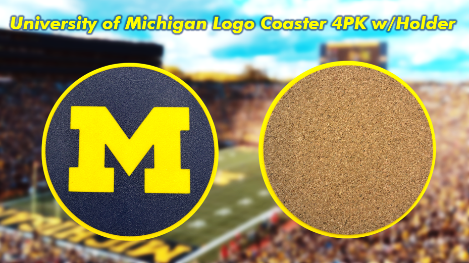 University of Michigan "M" Logo Coaster 4pk w/holder