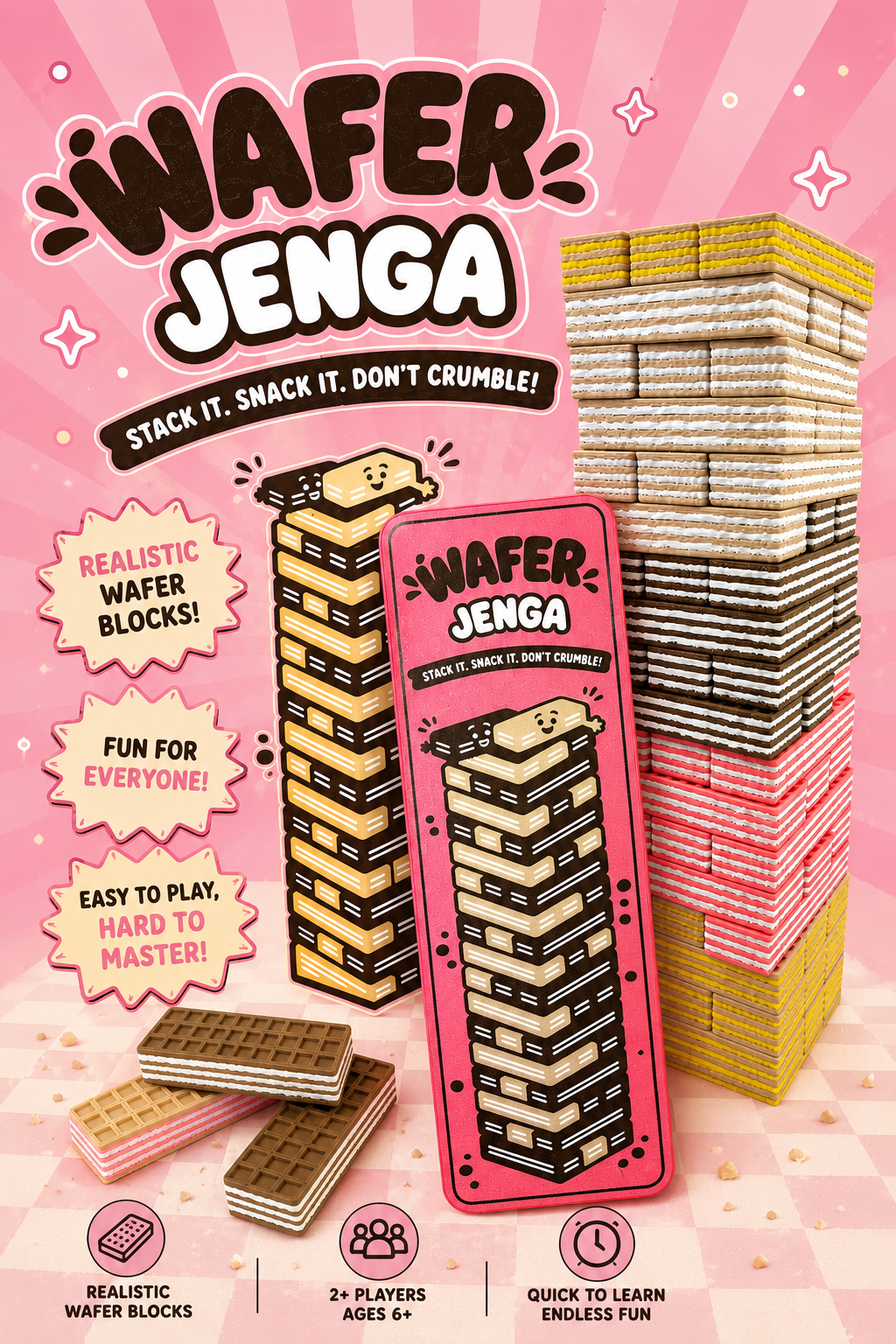 Wafer Jenga Stacking Game