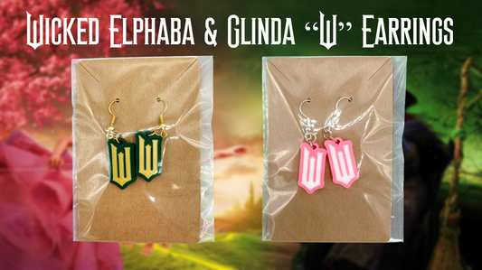 Wicked Elphaba & Glinda "W" Dangle Drop Earrings 2 Pack 3D Printed