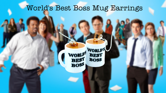 The Office World's Best Boss Mug Dangle Drop Earrings 3D Printed