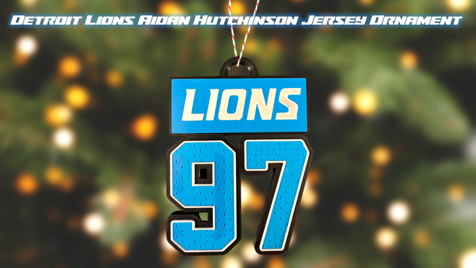 Detroit Lions Aidan Hutchinson Jersey Number Christmas Ornament