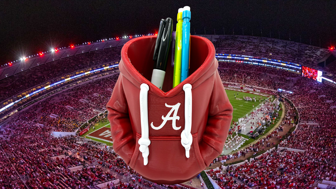 Alabama Crimson Tide Hoodie-Style Can Holder Koozie/ Pencil Cup