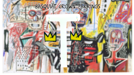 Basquiat Crown Dangle Drop Earrings 3D Printed