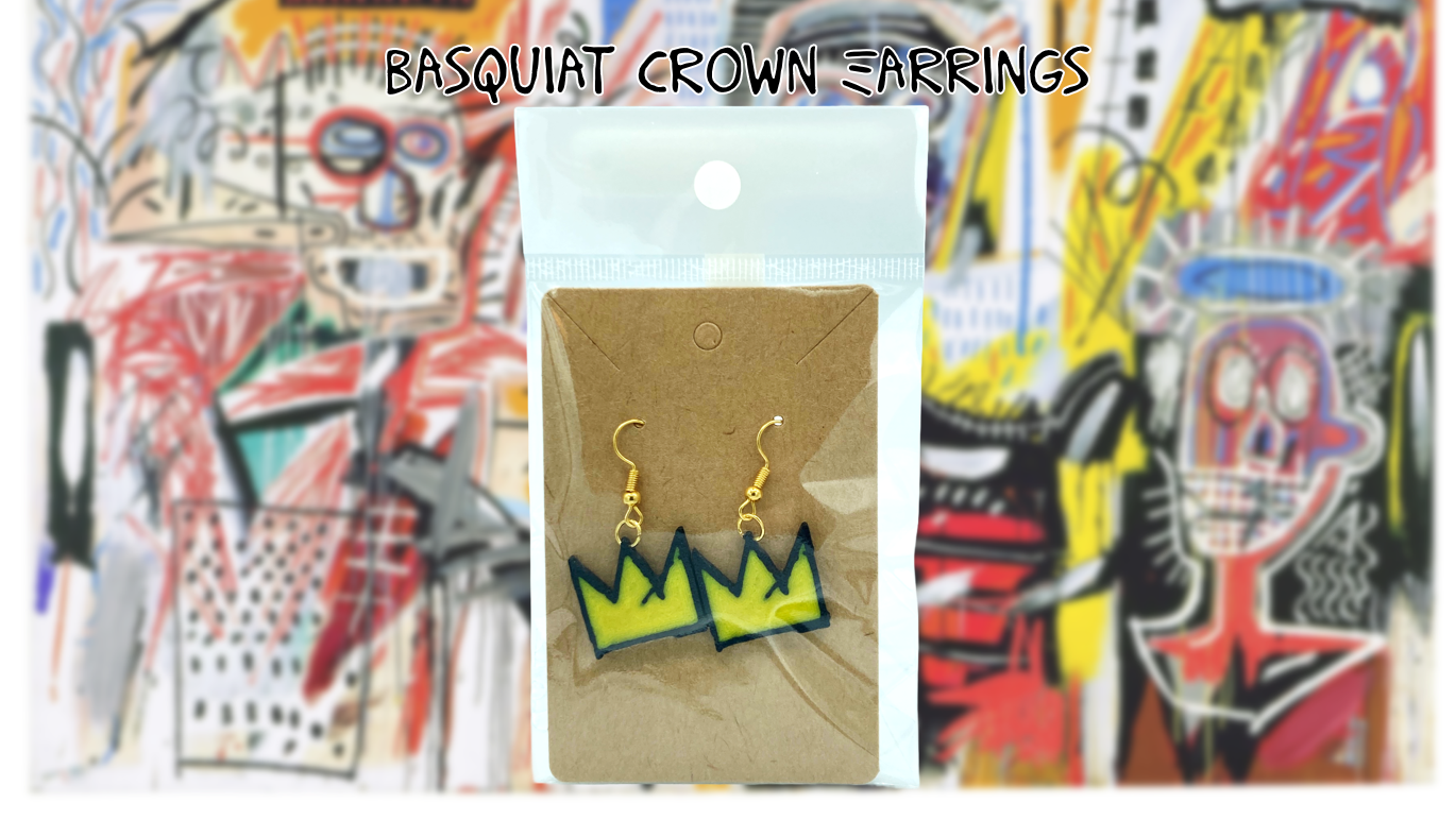 Basquiat Crown Dangle Drop Earrings 3D Printed