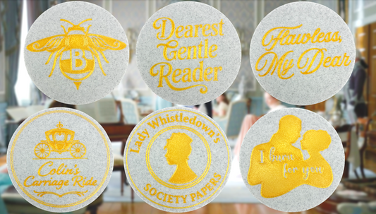 Bridgerton-Inspired 6-Piece Coaster Set with Holder