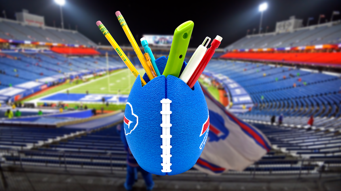 Buffalo Bills Football Shaped Pencil Cup
