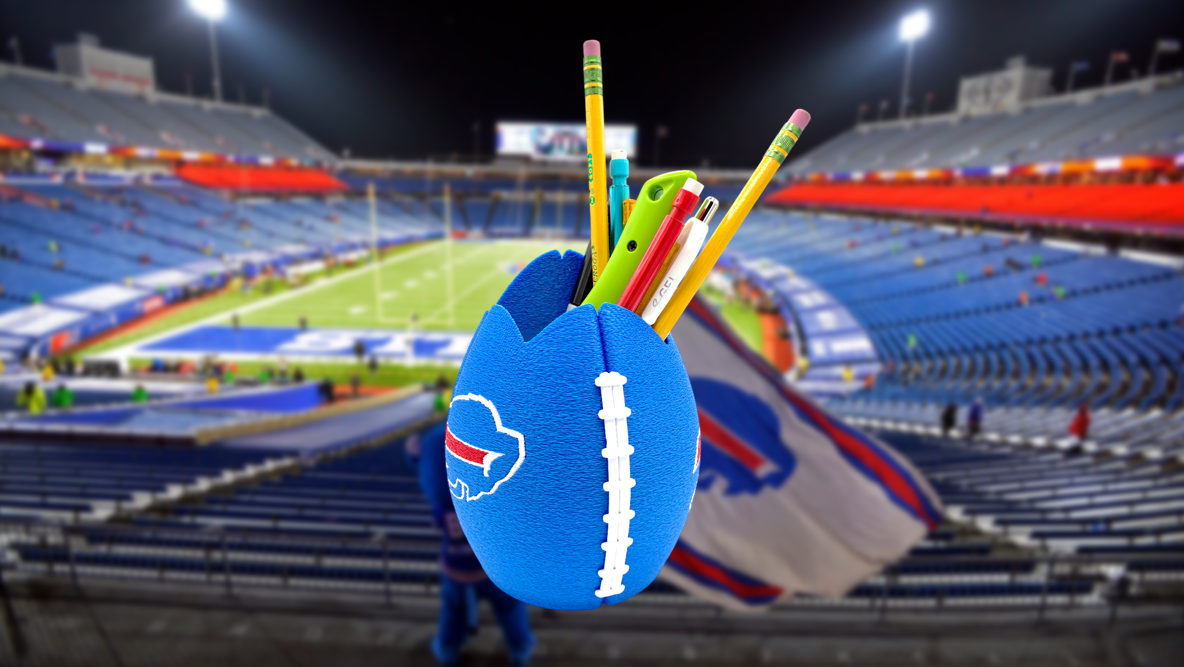 Buffalo Bills Football Shaped Pencil Cup