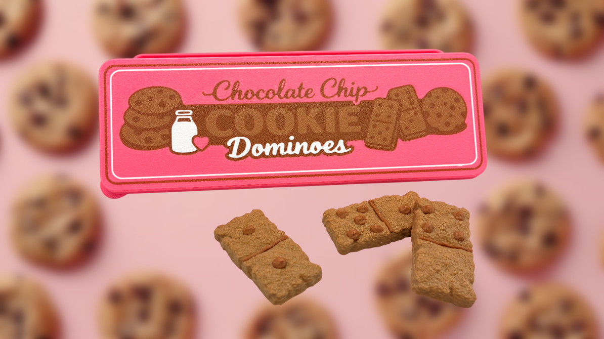 Chocolate Chip Cookie Domino Set – 3D Printed with Storage Container