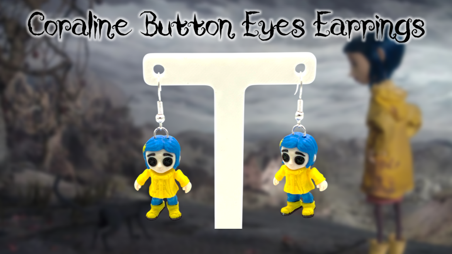 Coraline Button Eyes Dangle Drop Earrings