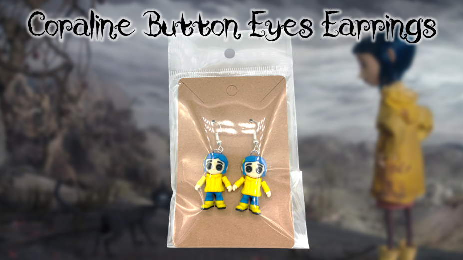 Coraline Button Eyes Dangle Drop Earrings