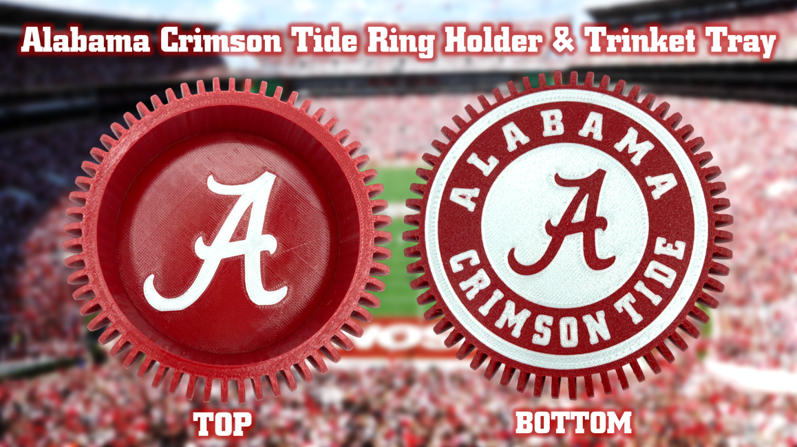 Alabama Crimson Tide Jewelry Dish Trinket Tray & Ring Holder 3D Printed