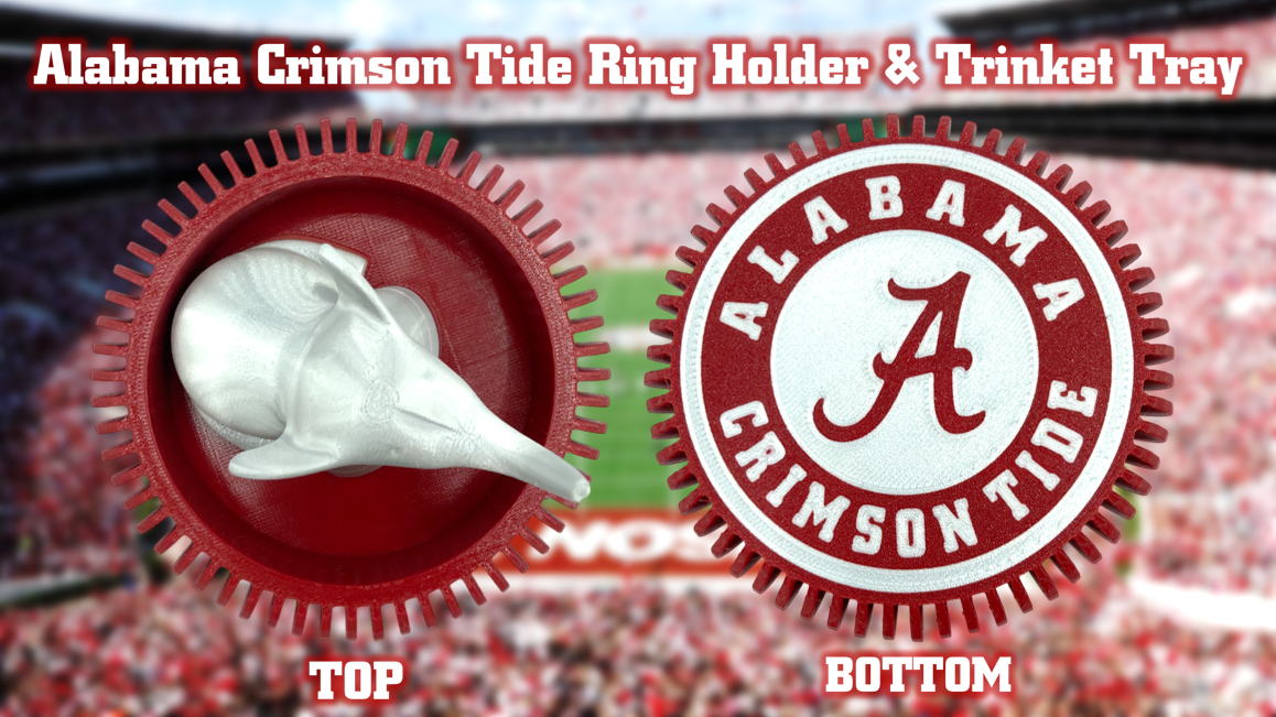 Alabama Crimson Tide Jewelry Dish Trinket Tray & Ring Holder 3D Printed