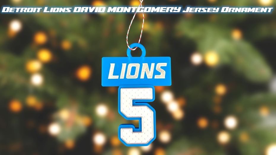 Detroit Lions David Montgomery Jersey Christmas Ornament