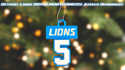Detroit Lions David Montgomery Jersey Christmas Ornament