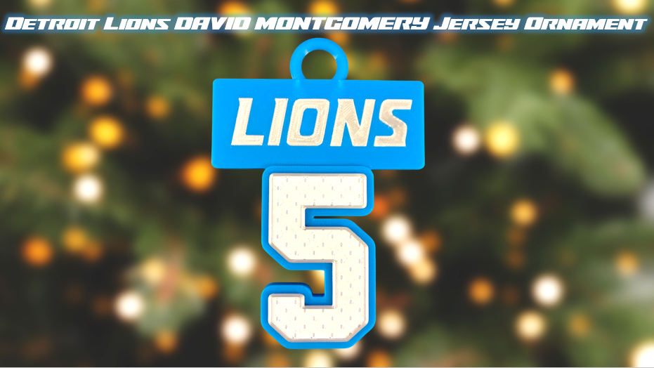 Detroit Lions David Montgomery Jersey Christmas Ornament