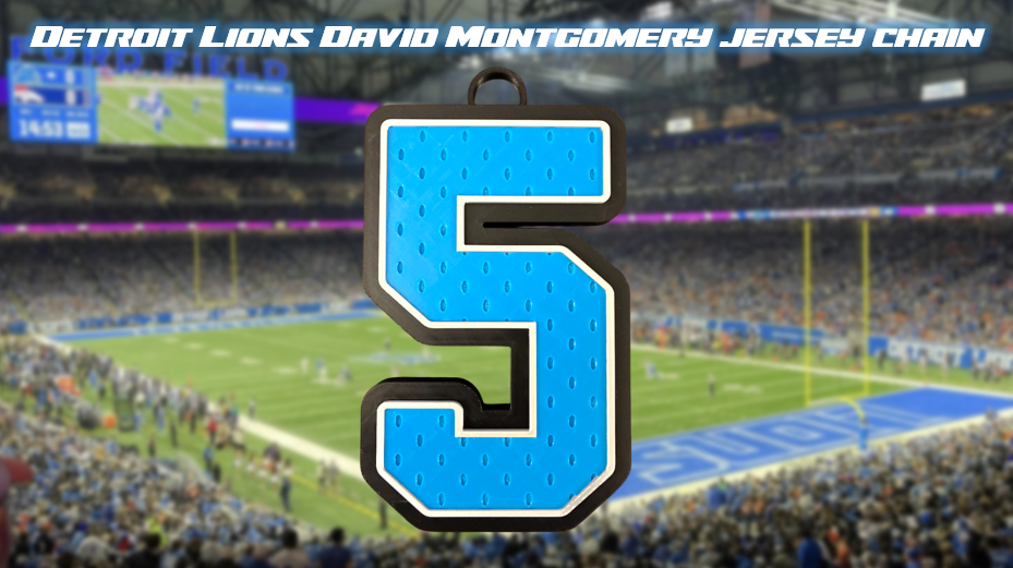 David Montgomery Detroit Lions Jersey Chain 3D Printed
