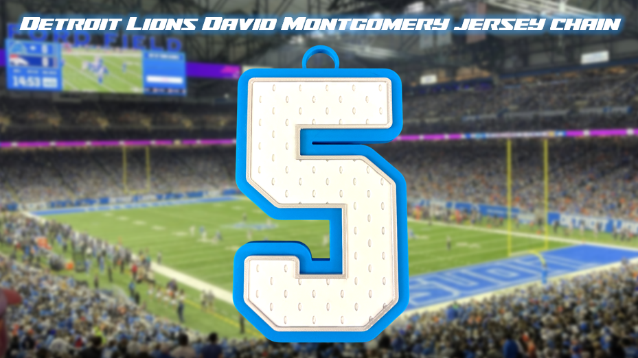 David Montgomery Detroit Lions Jersey Chain 3D Printed