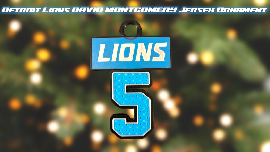 Detroit Lions David Montgomery Jersey Christmas Ornament
