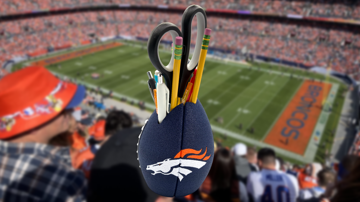 Denver Broncos Football Shaped Pencil Cup