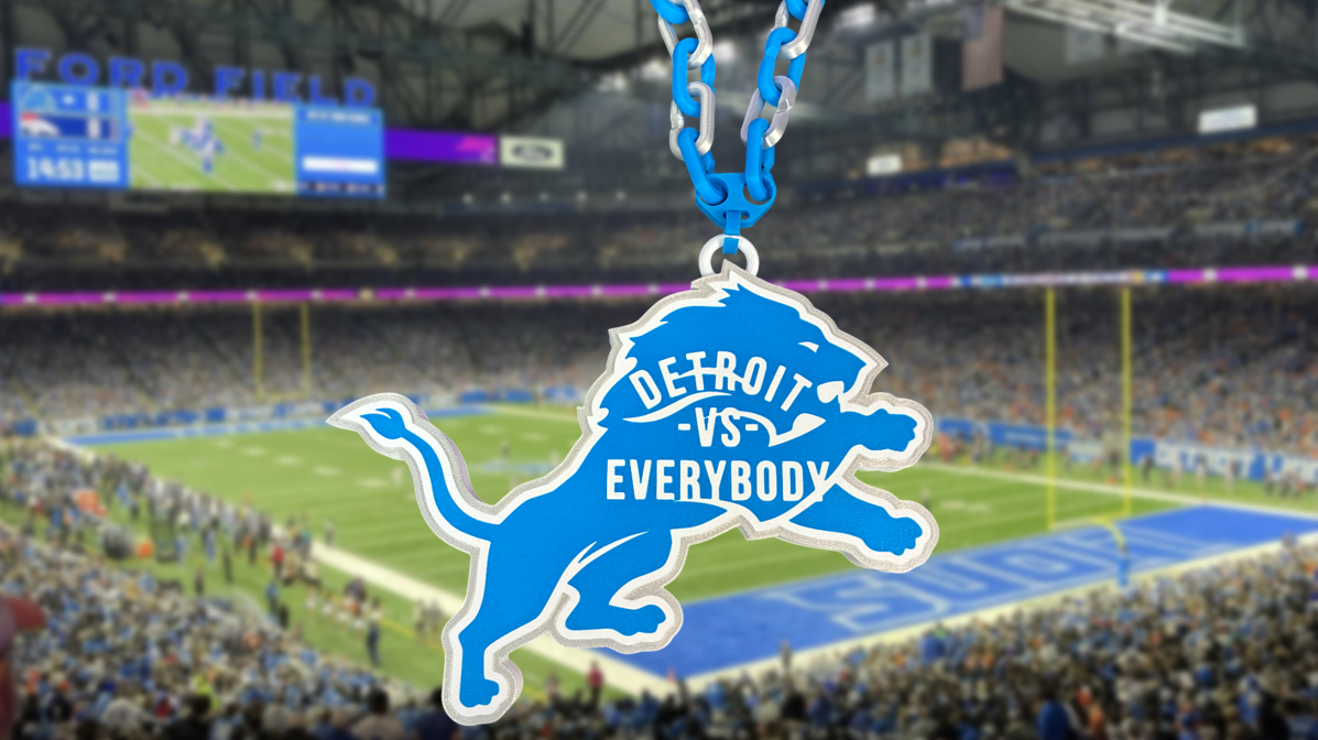 Detroit Lions “Detroit Vs. Everybody” Sports Fan Hype Chain Necklace