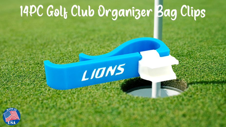 Detroit Lions 14 PC Golf Club Organizer Clip Bag Holder 3D Printed
