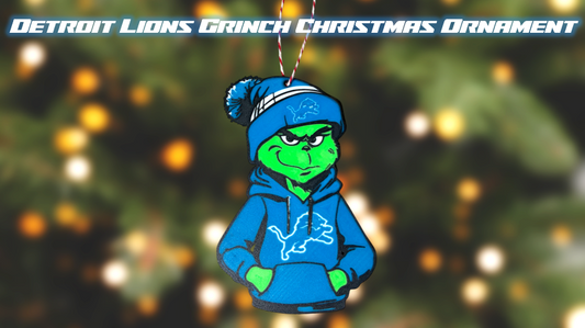 Detroit Lions Grinch Christmas Ornament 3D Printed