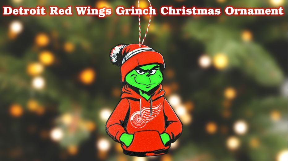 Detroit Red Wings Grinch Christmas Ornament