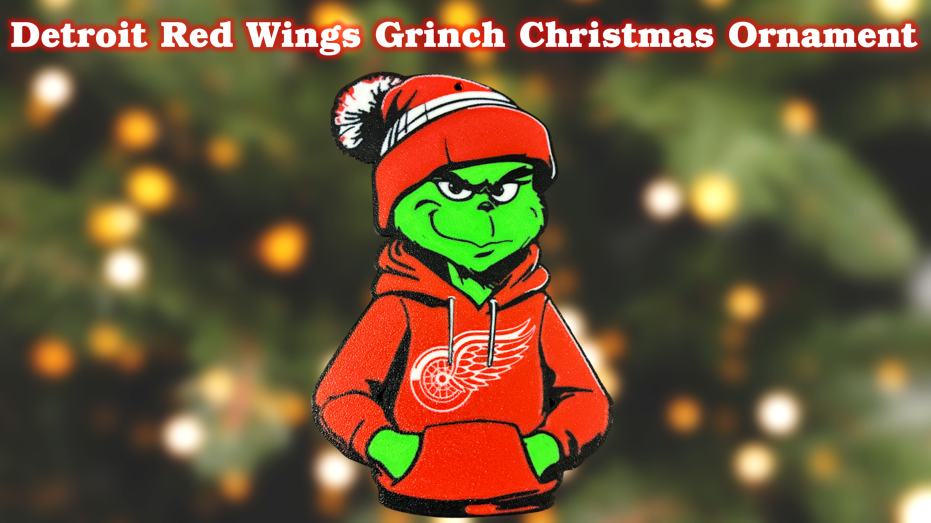 Detroit Red Wings Grinch Christmas Ornament