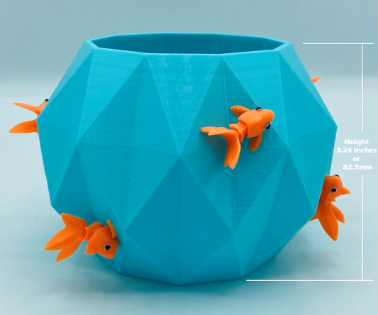 Goldfish Succulent Geometric Planter Pot with Drainage Hole 3D Printed