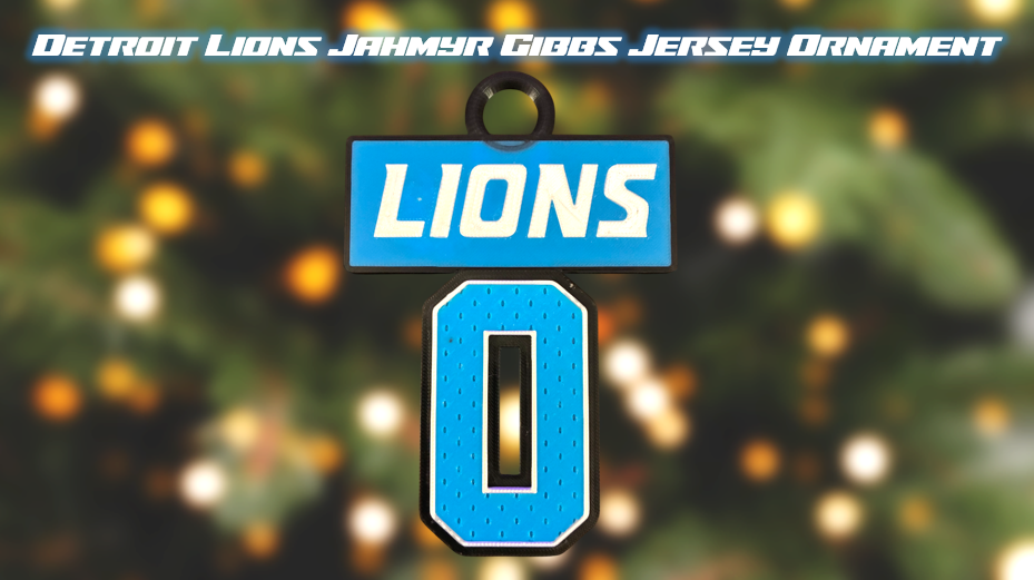 Detroit Lions Jahmyr Gibbs Jersey Number Christmas Ornament