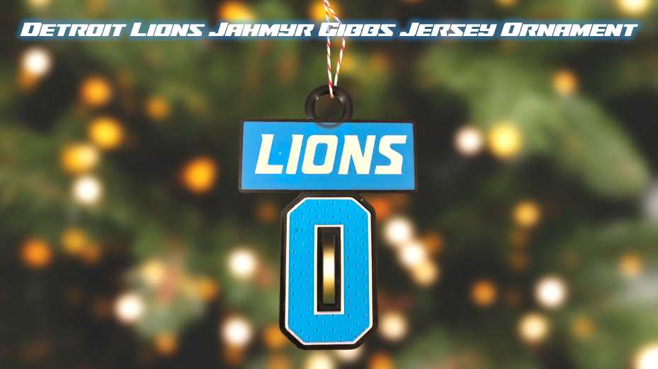 Detroit Lions Jahmyr Gibbs Jersey Number Christmas Ornament