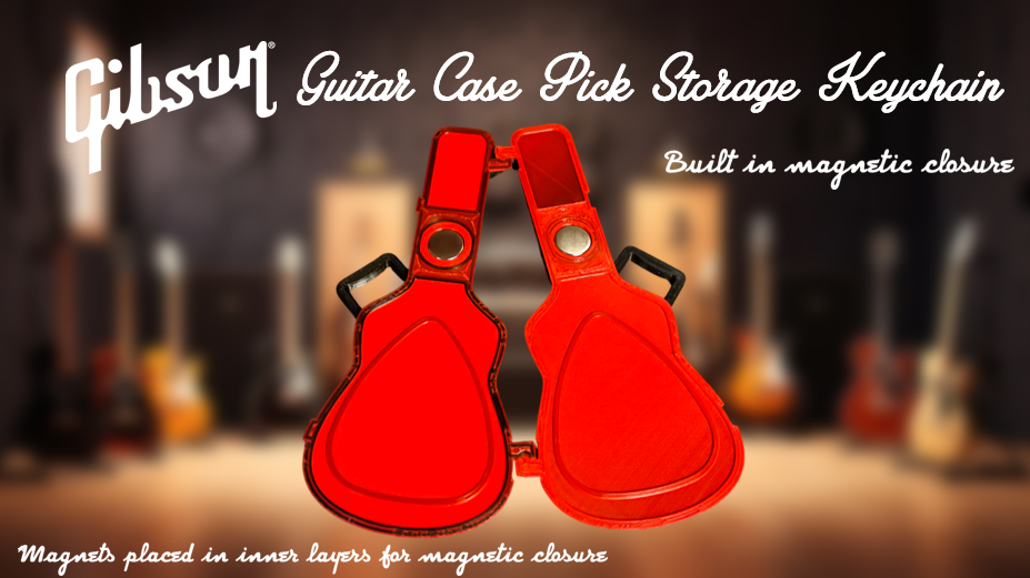 Gibson Guitar Case Pick Storage Keychain