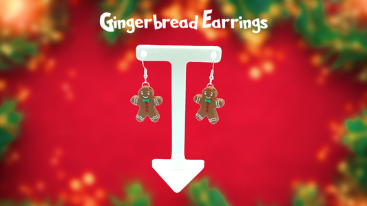 Gingerbread Christmas Themed Dangle Drop Earrings 3D Printed