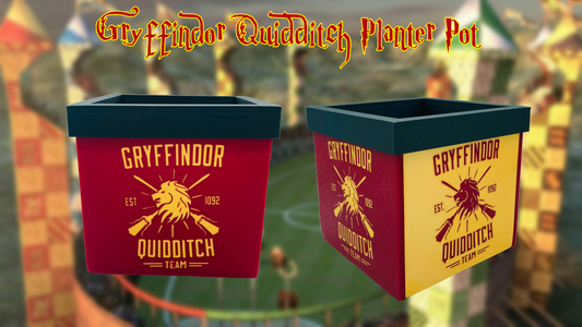 Gryffindor Quidditch Team Planter Pot with Drainage Hole 3D Printed
