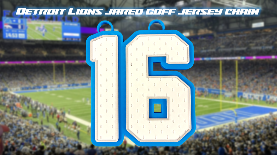 Jared Goff Detroit Lions Jersey Chain 3D Printed